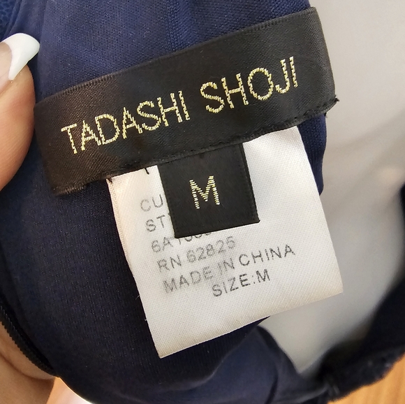 Tadashi Shoji Womens Navy Sequins Cinched Waist Cocktail Dress Size M Formal - Picture 12 of 16